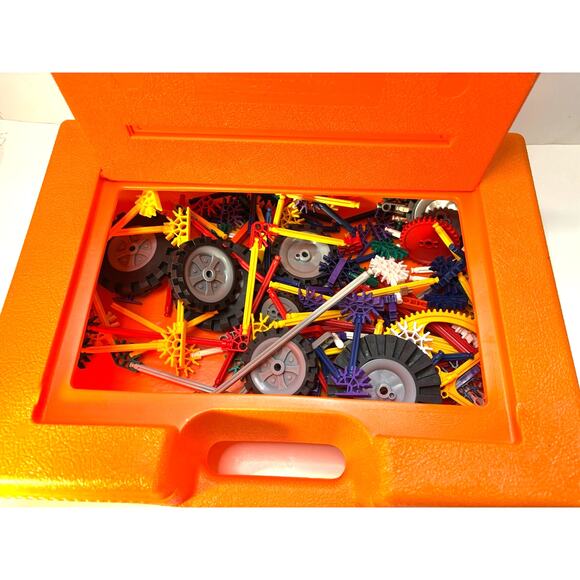Vintage K'NEX Toy 90s Orange Hard Carrying Case and Pieces Building Kit - Picture 1 of 4